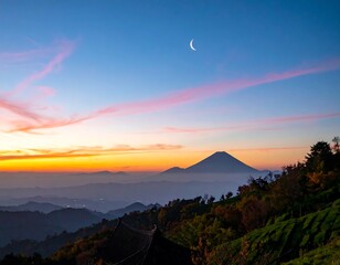 Mountain sunset view
