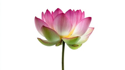 Pink lotus flower bloom isolated on white background