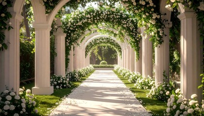 Fototapeta premium Elegant white archway garden path