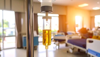 IV drip in hospital room