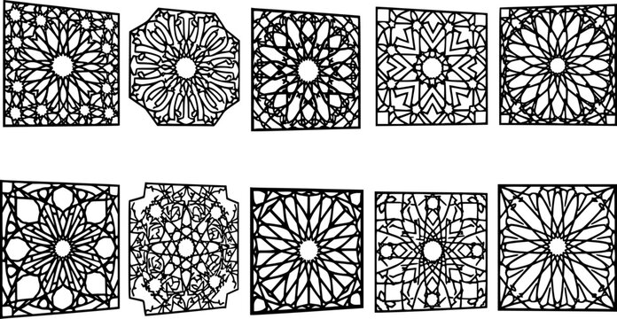 Set of Islamic lasercut pattern design
