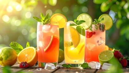 Refreshing summer drinks with citrus fruits
