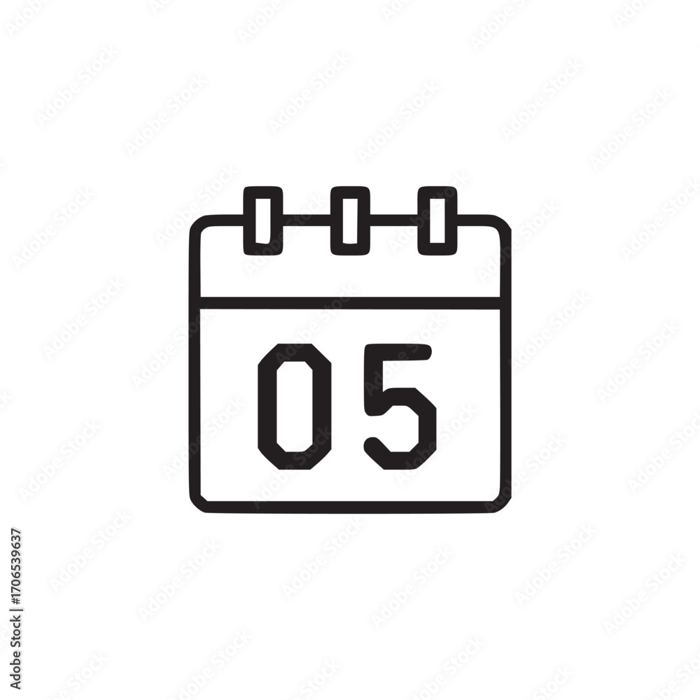Poster vector art of calendar icon with the number 05 this simple and clean graphic represents date, schedu