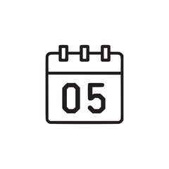Vector art of calendar icon with the number 05 this simple and clean graphic represents date, schedule, or event, perfect for user interface design, planning, and reminders