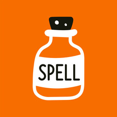 Vector halloween candy clipart isolated on orange background. Cute sweet treat for festive witchcraft design.