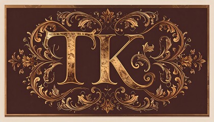 Ornate initials in gold on maroon background