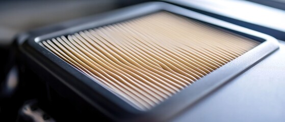 Beige pleated filter detail industrial automotive macro