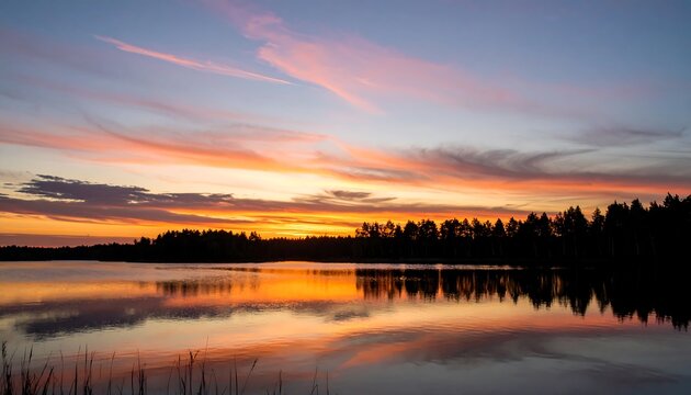 Serene sunset over a tranquil lake (1)