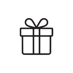 Illustration of a gift box icon, representing concepts such as present, surprise, celebration, and birthday in a simple and minimalist design for user interface elements