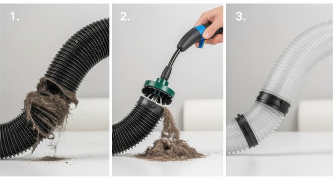 of dryer vent cleaning using a rotary brush kit showing progressive lint removal and duct restoration step by step.