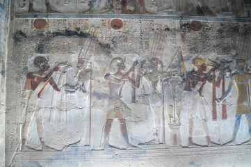 Interior of The Temple of Seti I  known as the Great Temple of Abydos , Egypt