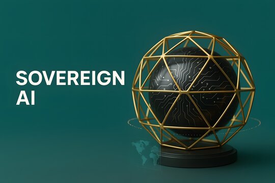 Abstract visualization of a machine learning core model for an AI development theme