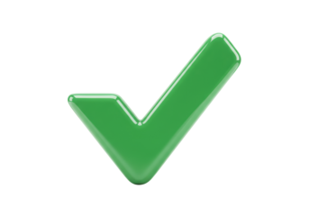 Isolated green check mark indicates positive confirmation of decision or task completion