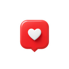 Social media like notification icon with white heart on red background
