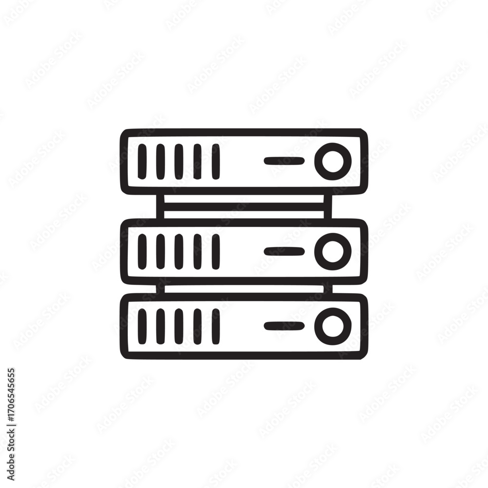 Fototapete vector art of server icon minimalist outline design of stacked servers, representing data storage, n