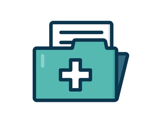 Stylized illustration of medical files. Medical record, medicine and healthcare symbol. Isolated vector image