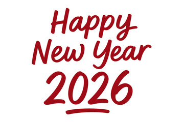 Happy new year 2026 greeting on transparent background