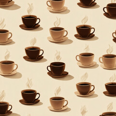 Obraz premium Background design with stylized coffee cups pattern in minimalist and contemporary style