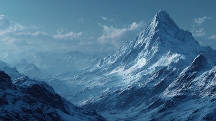 Obraz premium Majestic alpine landscape featuring snow-covered peaks beneath a serene sky