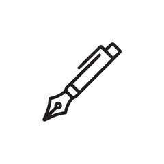 Vector art of a minimalist line art illustration of a fountain pen, , featuring a classic nib and sleek design, symbolizing writing, creativity, and the art of calligraphy