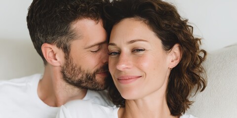 Fototapeta premium Man and a woman are kissing