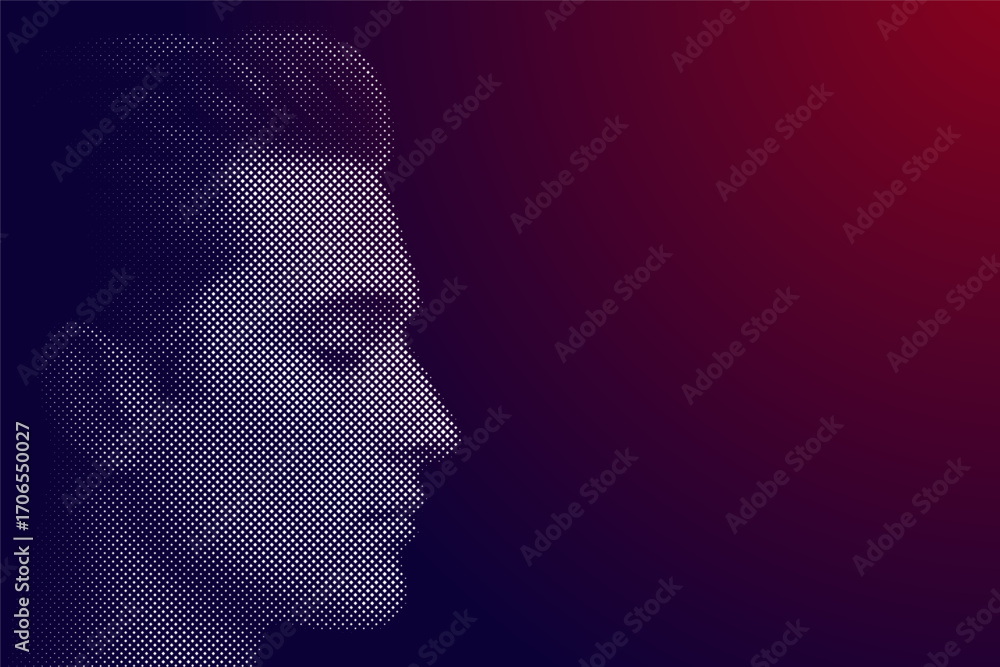 Poster vector design of a man looking to the side with his eyes closed created with small diamonds with spa