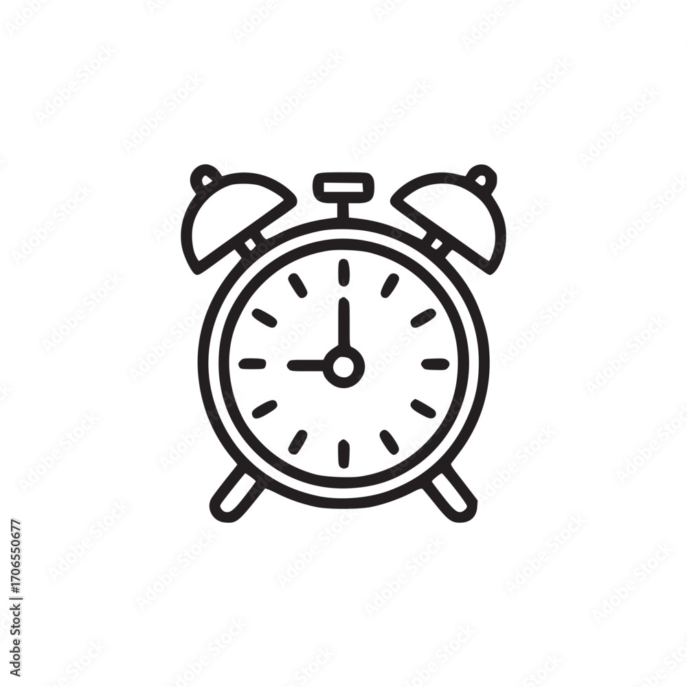 Poster vector art of alarm clock icon a simple outline design of a classic alarm clock, perfect for represe