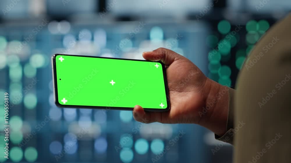 Poster server hub admin uses isolated screen smartphone to watch video tutorial on how to increase rigs wor