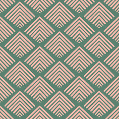 Geometric creative green and beige pattern