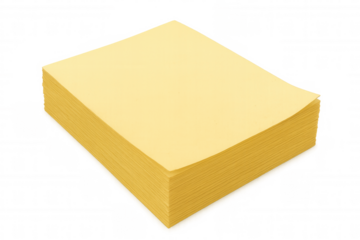 Yellow sticky notes stacked neatly, creating organized workspace background with transparent overlay, perfect for notes, lists, planning creative projects