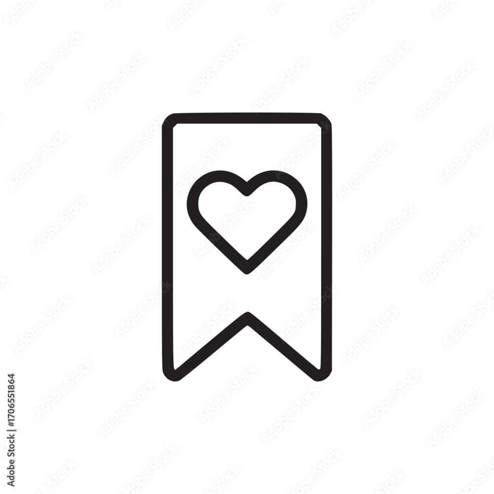 Poster vector art of bookmark icon with a heart this minimalist vector illustration represents a simple and