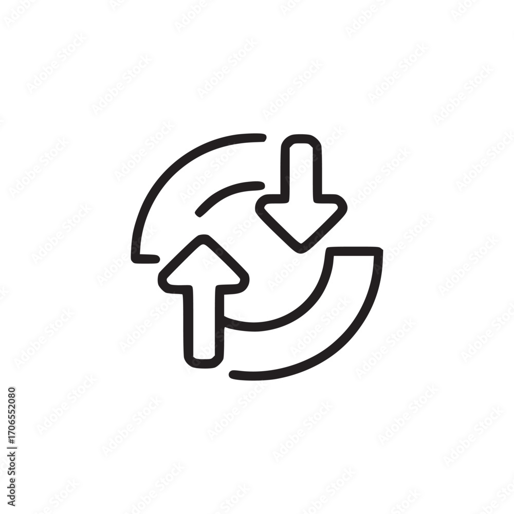 Aufkleber vector art of sync icon with arrows this minimalist vector illustration represents a simple and eleg