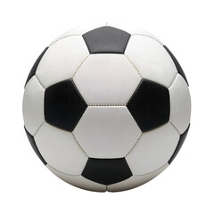 Classic black and white soccer ball isolated on a solid black background