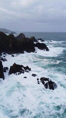 Rocky Coastline, Foamy Waves