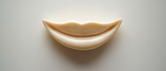 Fototapeta premium Cream colored lip shape smooth texture clean background studio shot