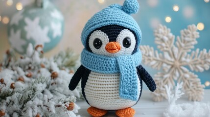 crochet penguin with scarf generative ai