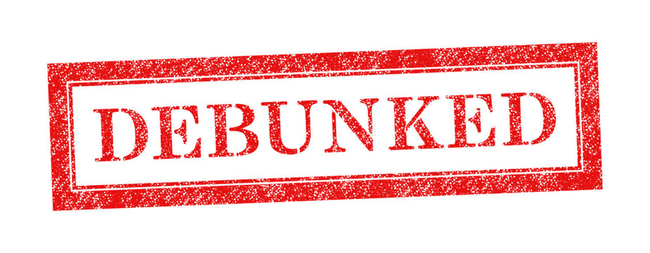Vector red rubber stamp text Debunked isolated on white background.