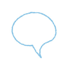 Blue crayon contour speech bubble icon in a simple style. Chat box with conversation and talk message balloon detail, contour line and soft blue color create a friendly communication element for art
