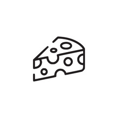 Vector art of simple line art illustration of a cheese wedge the minimalist design captures the essence of dairy and food, perfect for designs related to snacks, cooking, or nutrition