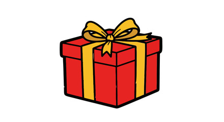 Obraz premium Vector Illustration of a Bright Red Gift Box with a Yellow Ribbon and Bow Symbolizing Surprise Celebration and Holidays Isolated on White Background
