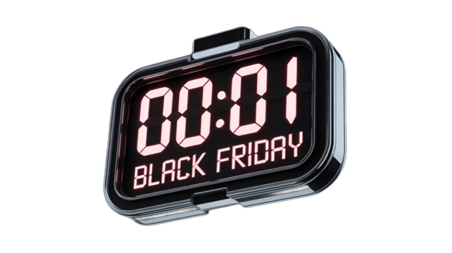 A digital clock counting down to the Black Friday shopping event.