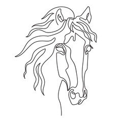 Head of horse in one continuous line drawing artwork vector