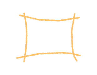 Handdrawn rectangle box frame with chalk contour. Crayon sketch outline gives a unique template for text. Soft yellow background adds artistic touch, perfect as creative label or banner.