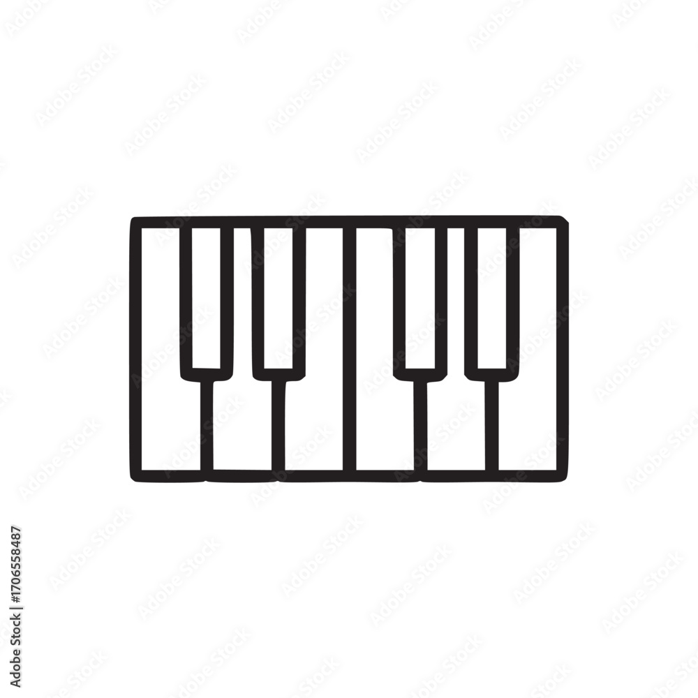 Poster illustration of a piano keyboard a simple and clean design perfect for representing music, instrumen