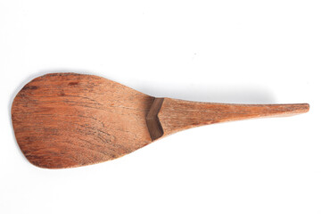 Wooden rice cooker ladle isolated on white background