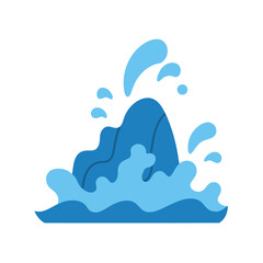 Waves Splashing on Rocks Flat Color Vector Artwork