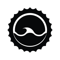 Waves Forming Circular Badge Silhouette Flat Design