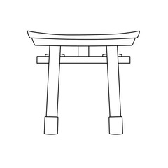 Outline Line Art Torii Gate Hand-drawn Clipart