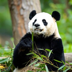 Fototapeta premium Panda eating bamboo