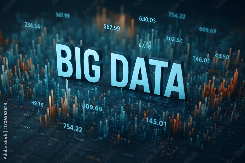 Poster an artistic depiction of big data analysis and visualization.